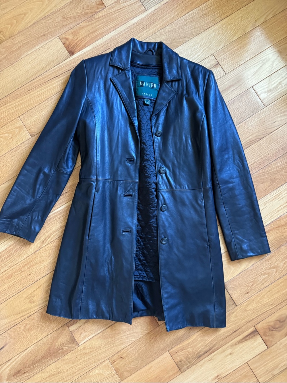 Danier Black Leather Women's Longline Blazer Coat
